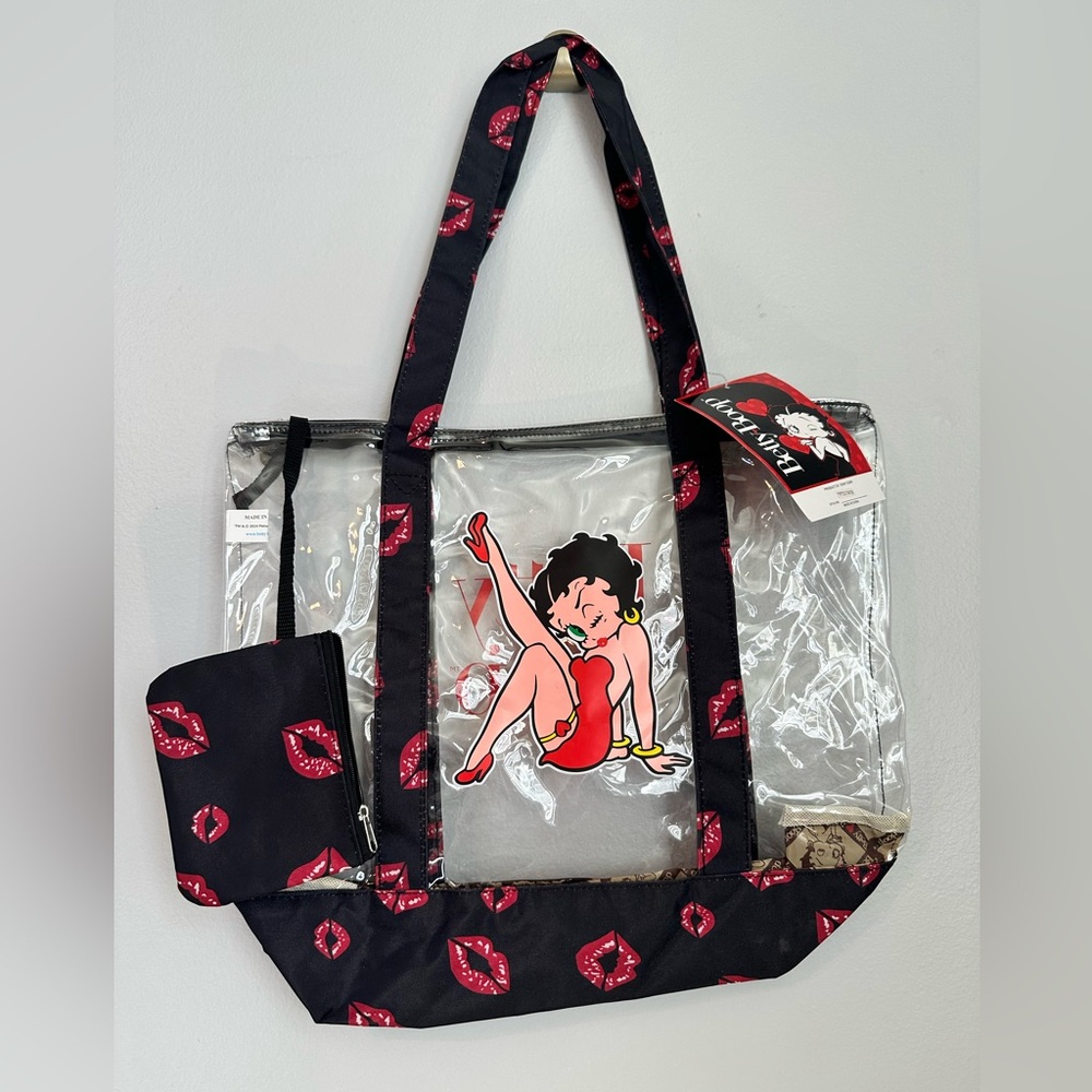 Betty Boop Clear Tote Bag with Black and Red Accents